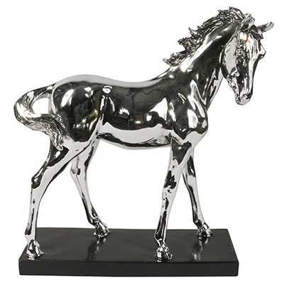 Resin Silver Horse On Base